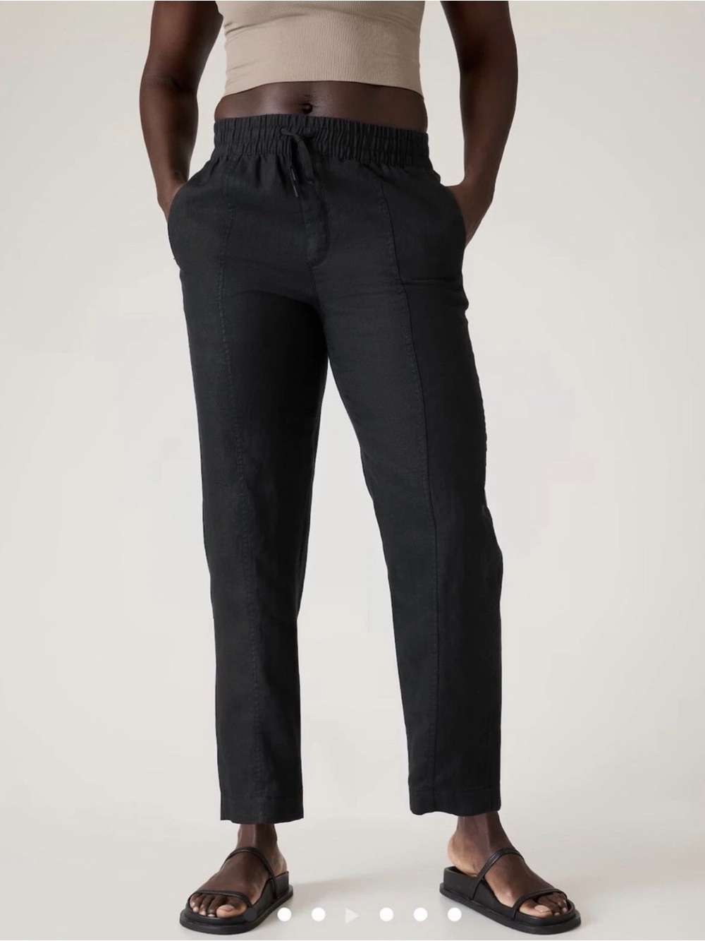 Athleta Retreat 100% Linen Ankle Pant Black M